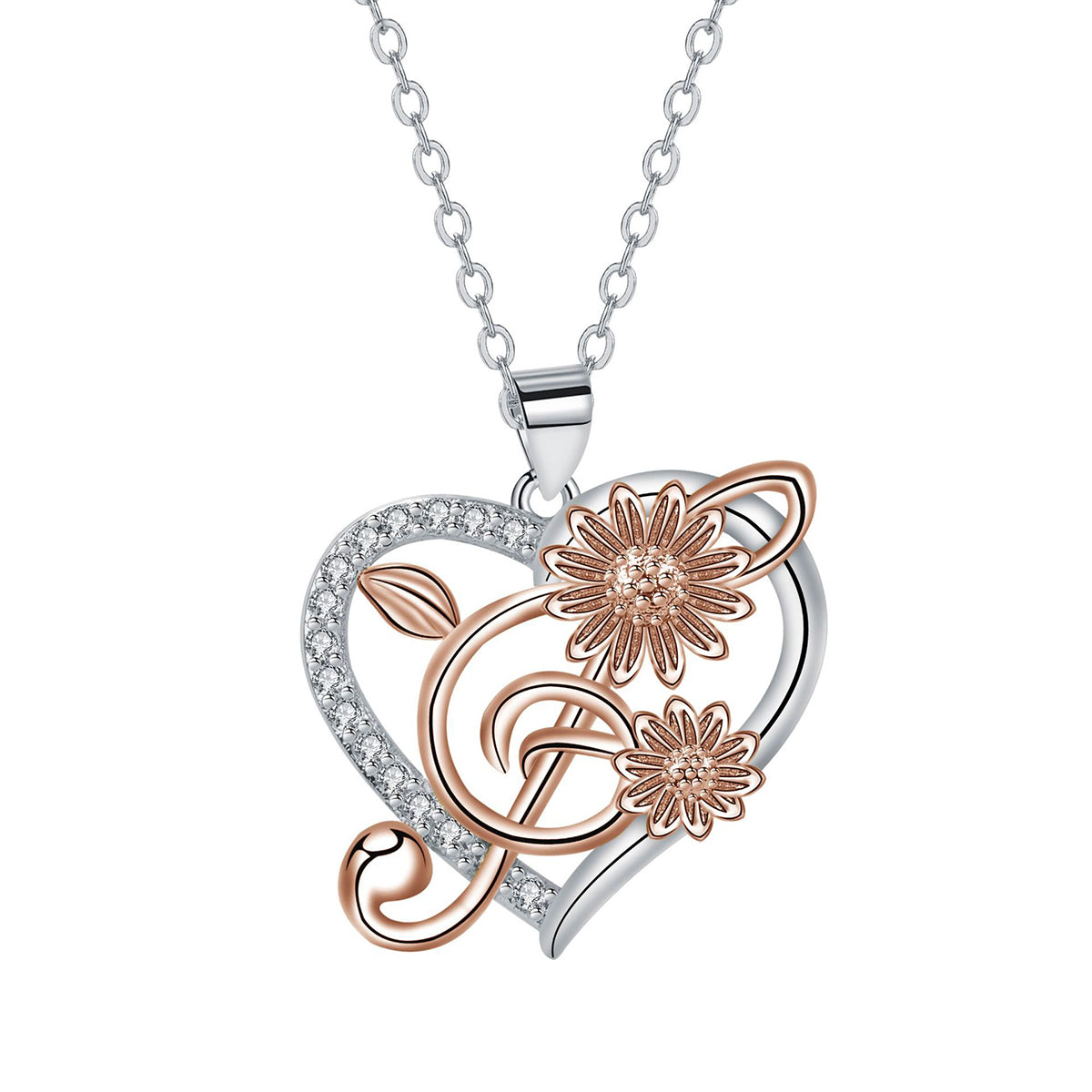 Copper With Silver/Rosegold Plated Heart Pendant Necklace