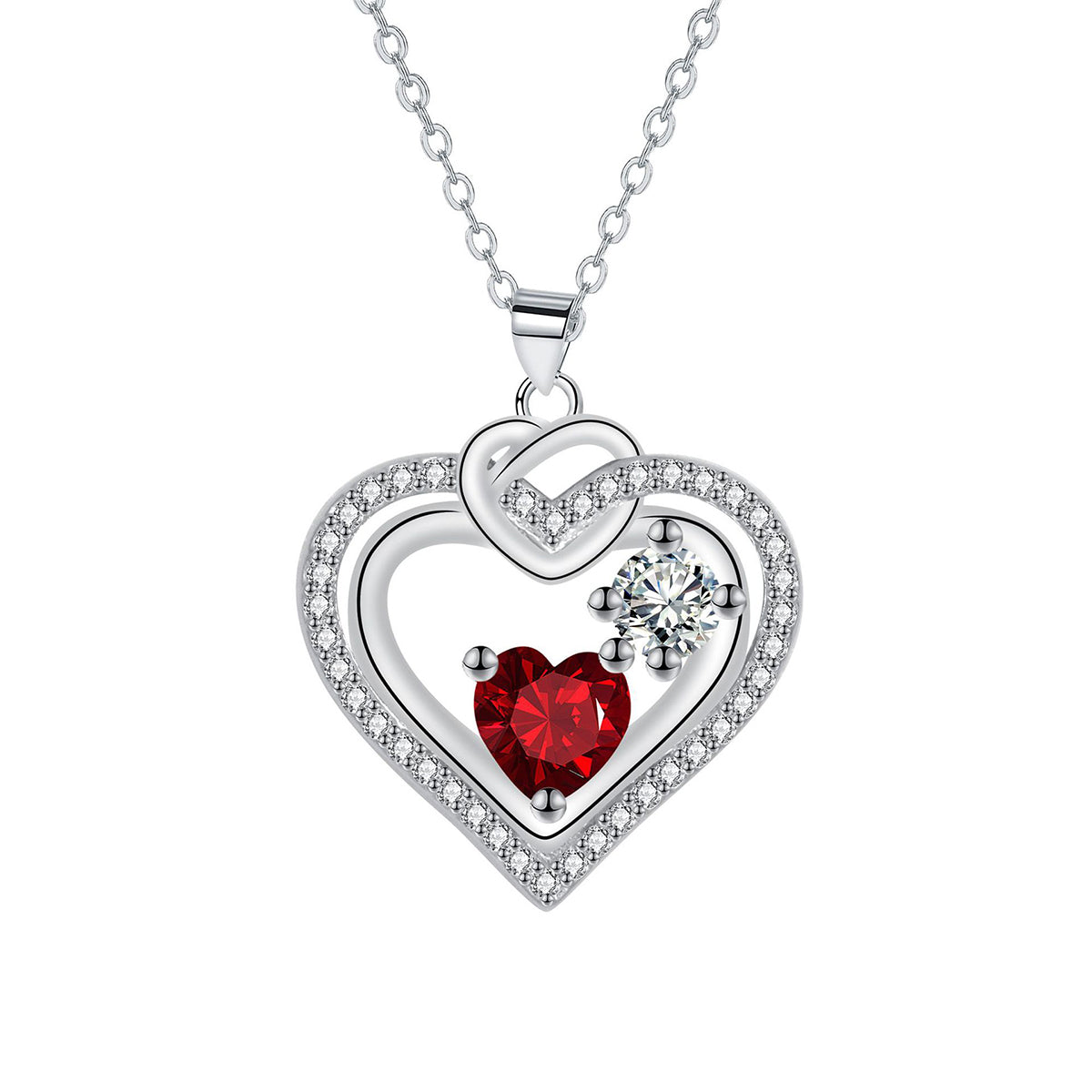 Copper With Silver Plated Heart Pendant Necklace
