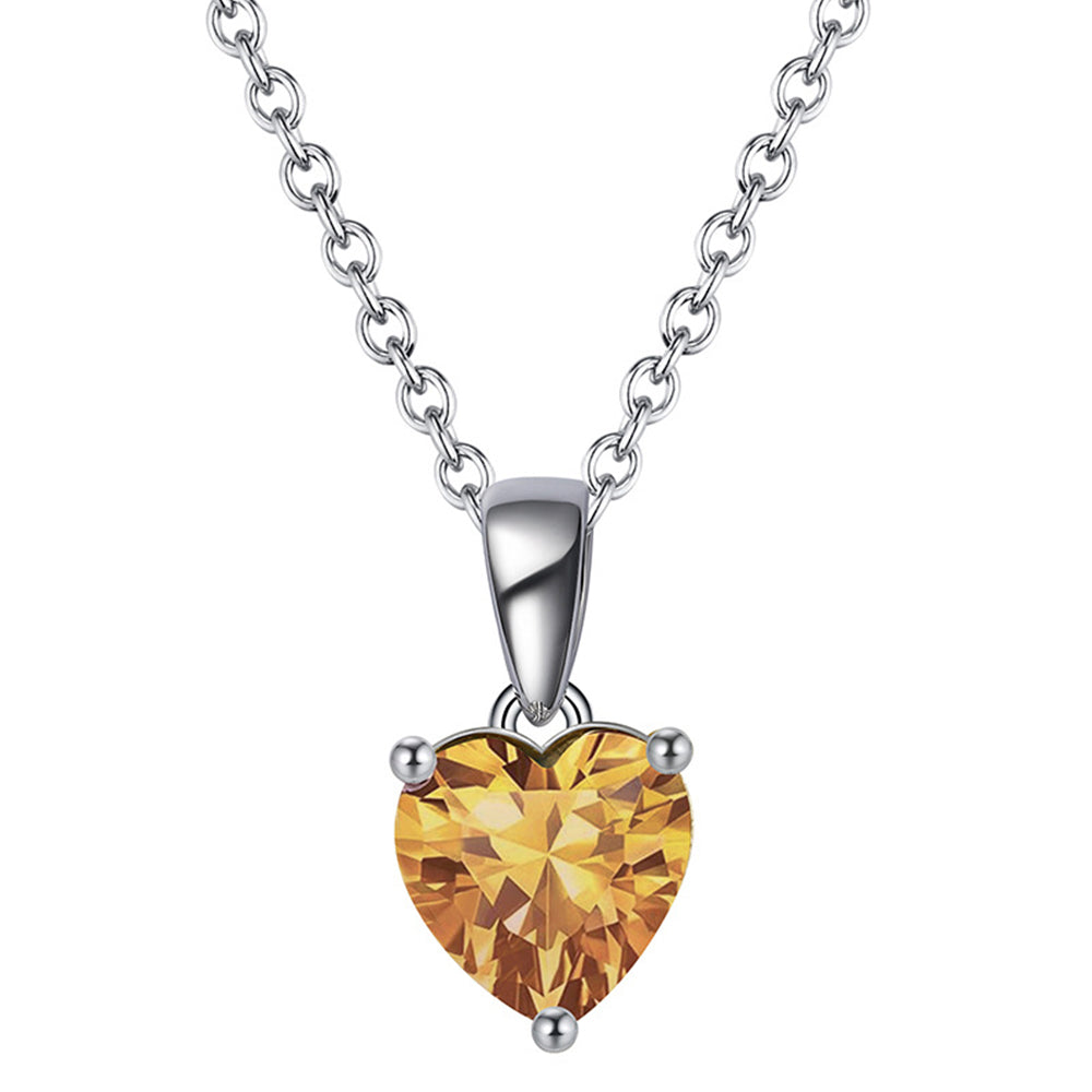 925 Sterling Silver Birthstone Heart Necklace