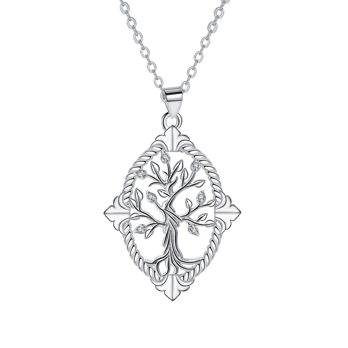 Copper With Silver Plated Tree of Life Pendant Necklace