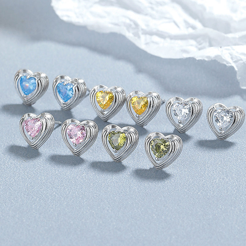 925 Sterling Silver Heart Stud Earrings