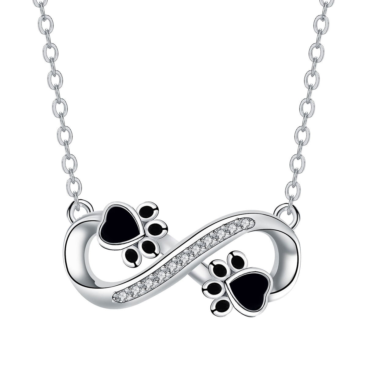 Copper With Silver Plated Infinity Paw Pendant Necklace
