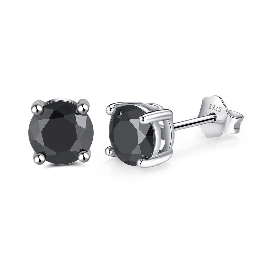 925 Sterling Silver 4 Claws 6mm Round Birthstone Earrings