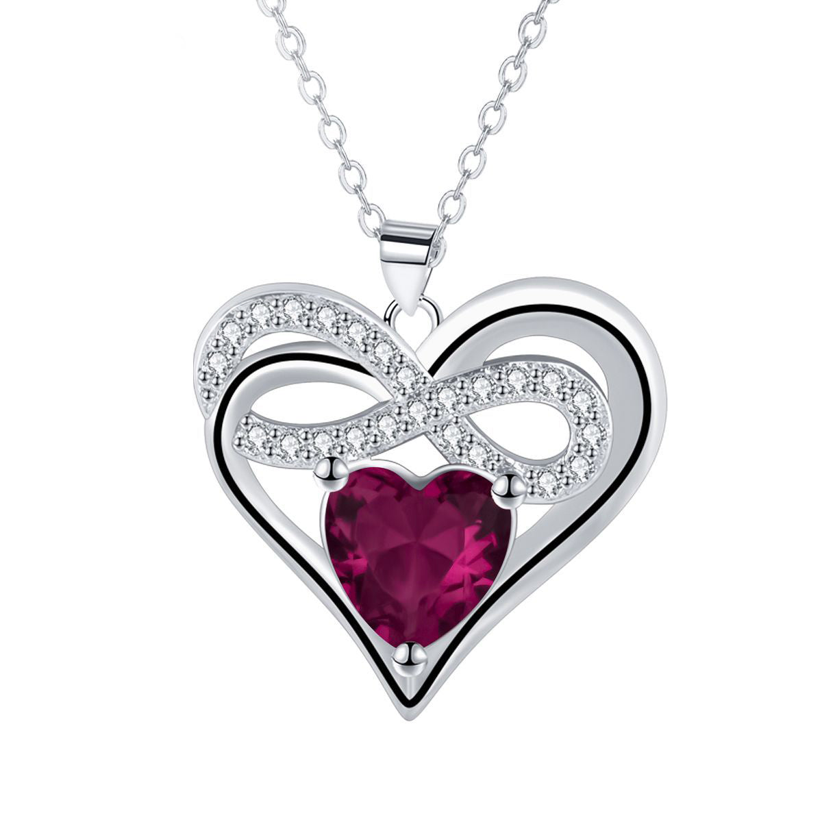 Copper With Silver Plated Heart Infinity Pendant Necklace