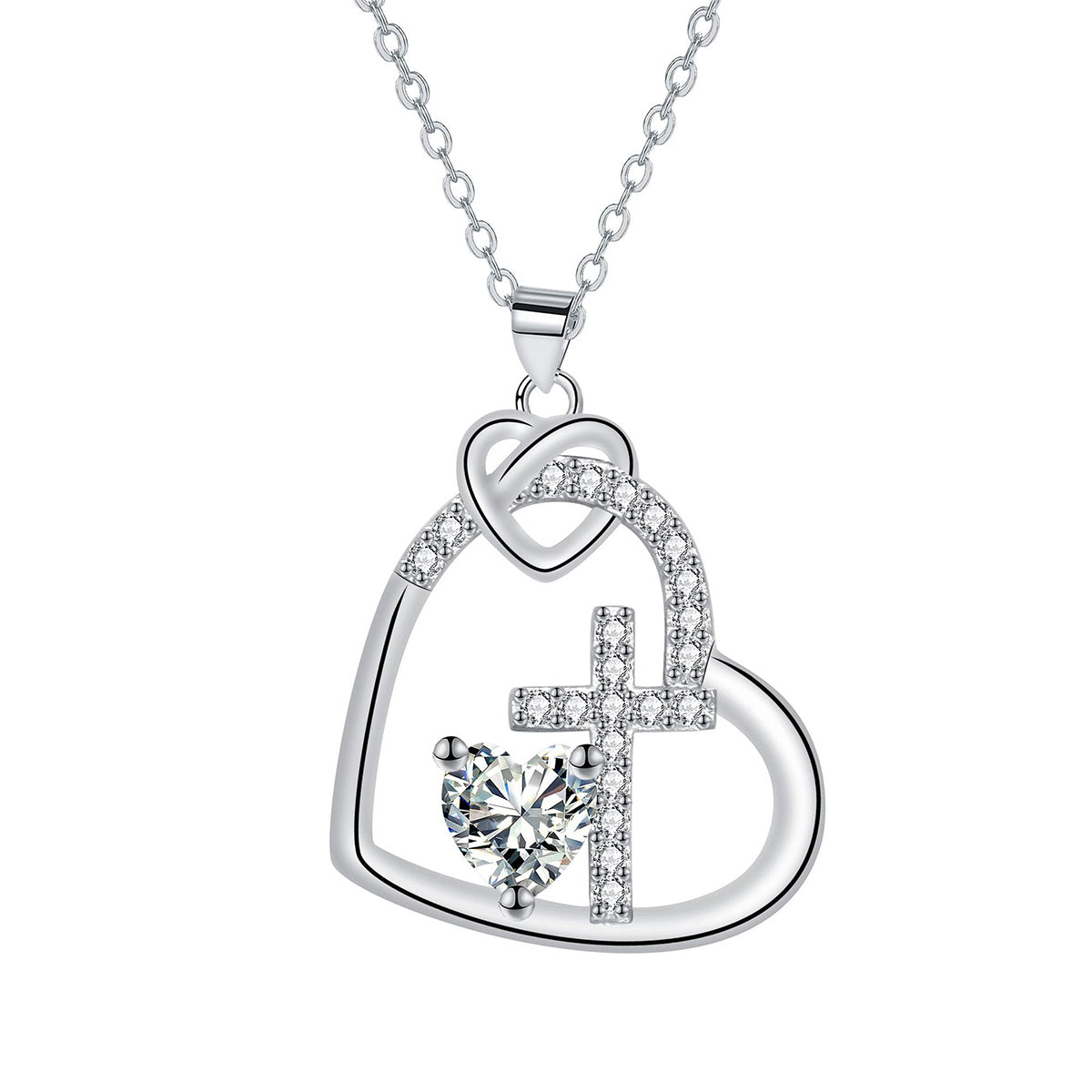 Copper With Silver Plated Heart Pendant Necklace