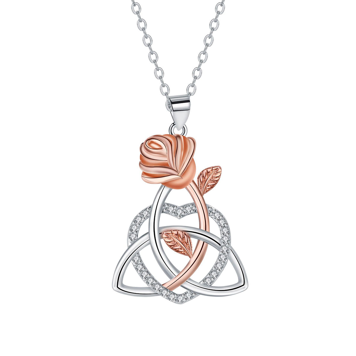 Copper With Silver/Rosegold Plated Knot Pendant Necklace