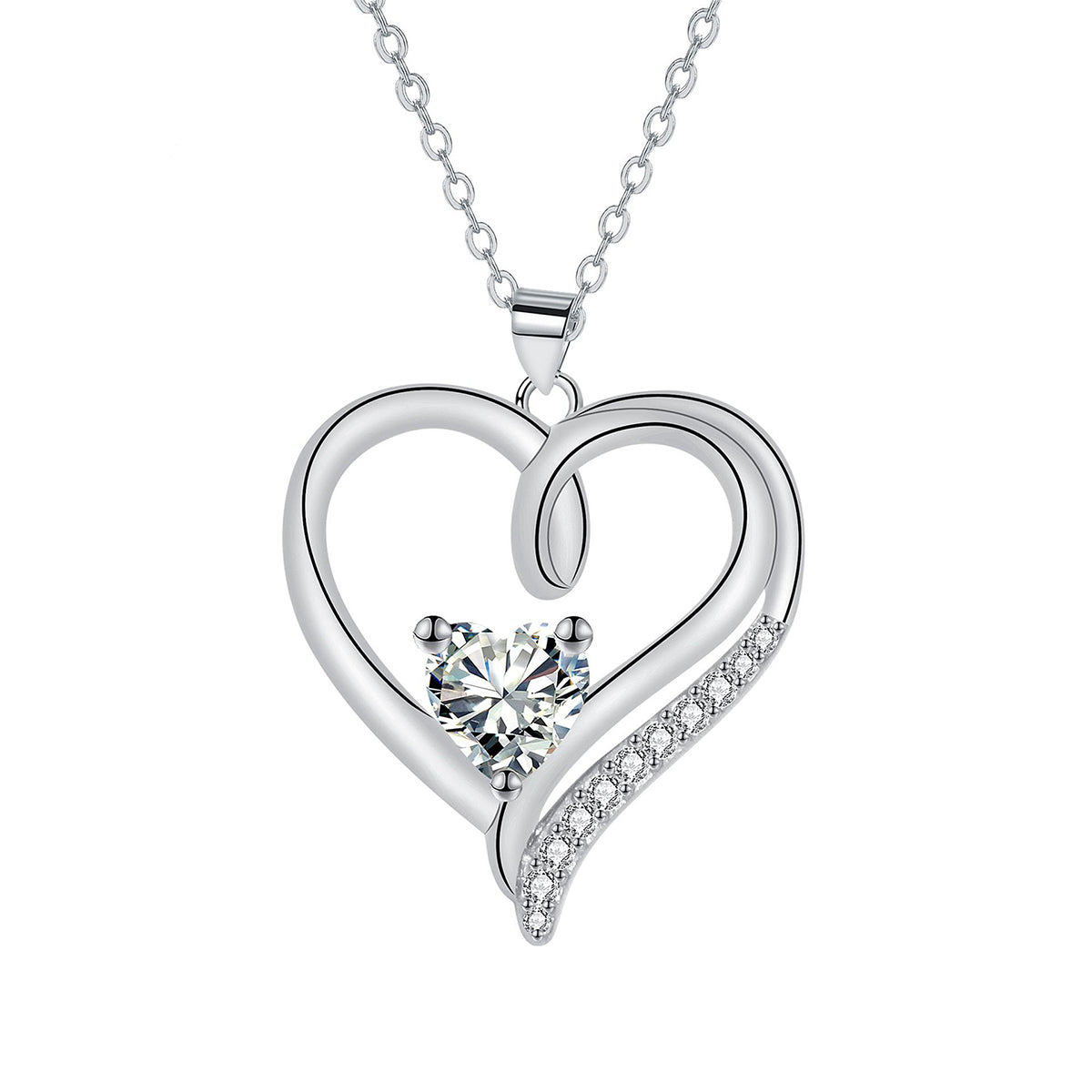 Copper With Silver Plated Heart Pendant Necklace