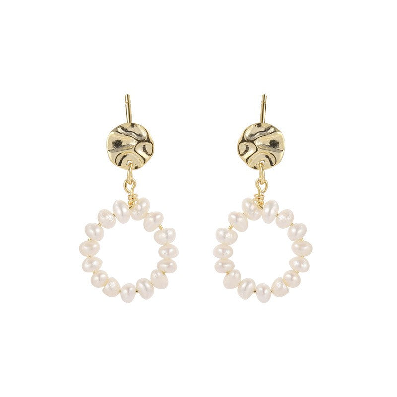 925 Sterling Silver Natural Pearl Earrings Fashion Jewelry Gift for Women Girl