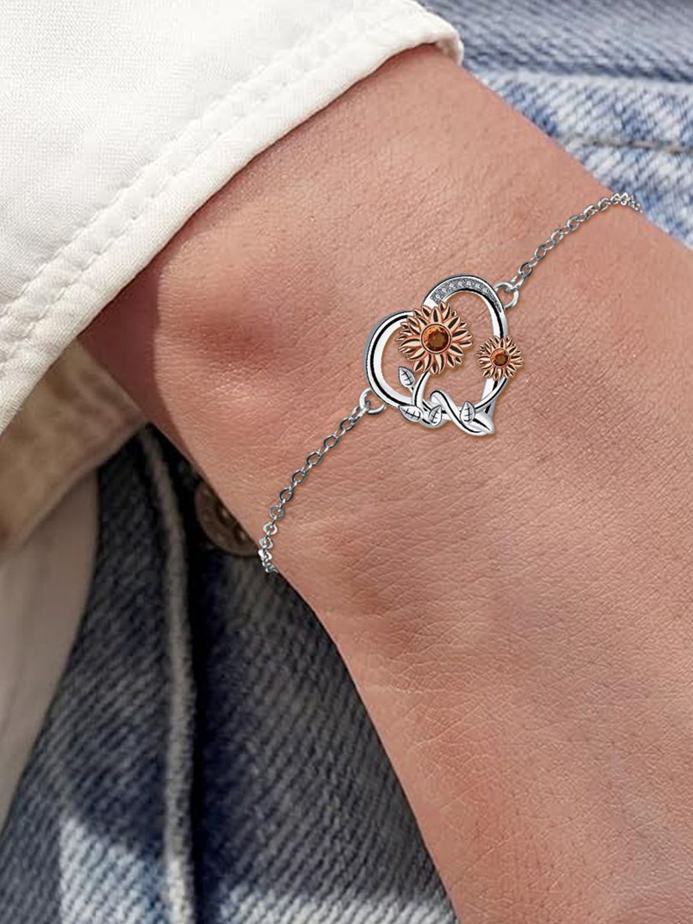 Sunflower Design Bracelet, Fashionable Jewelry for Women & Girls, Trendy All-match & Exquisite Jewelry for Birthday Gift