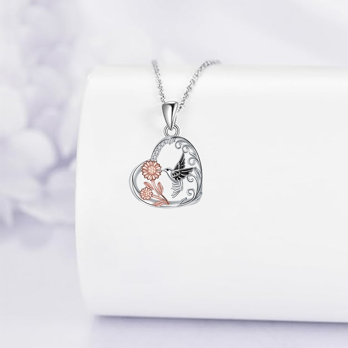 Copper With Silver/Rosegold Plated Heart Pendant Necklace