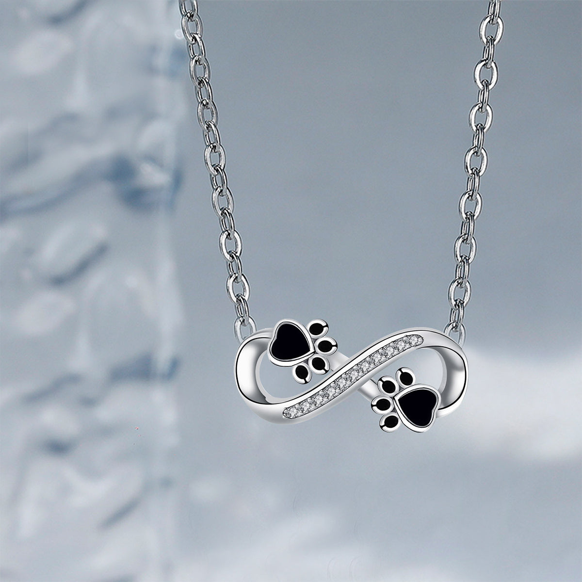 Copper With Silver Plated Infinity Paw Pendant Necklace