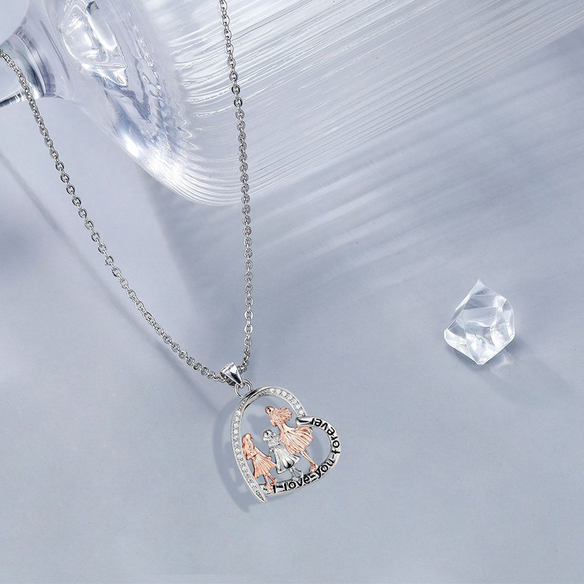 Copper With Silver/Rosegold Plated Heart Pendant Necklace