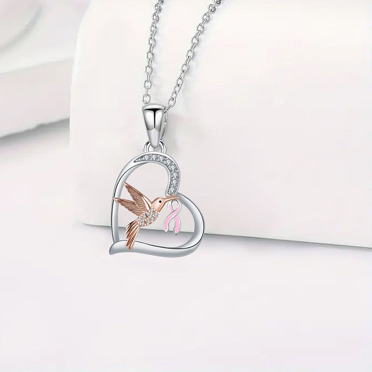 Copper With Silver/Rosegold Plated Heart Pendant Necklace
