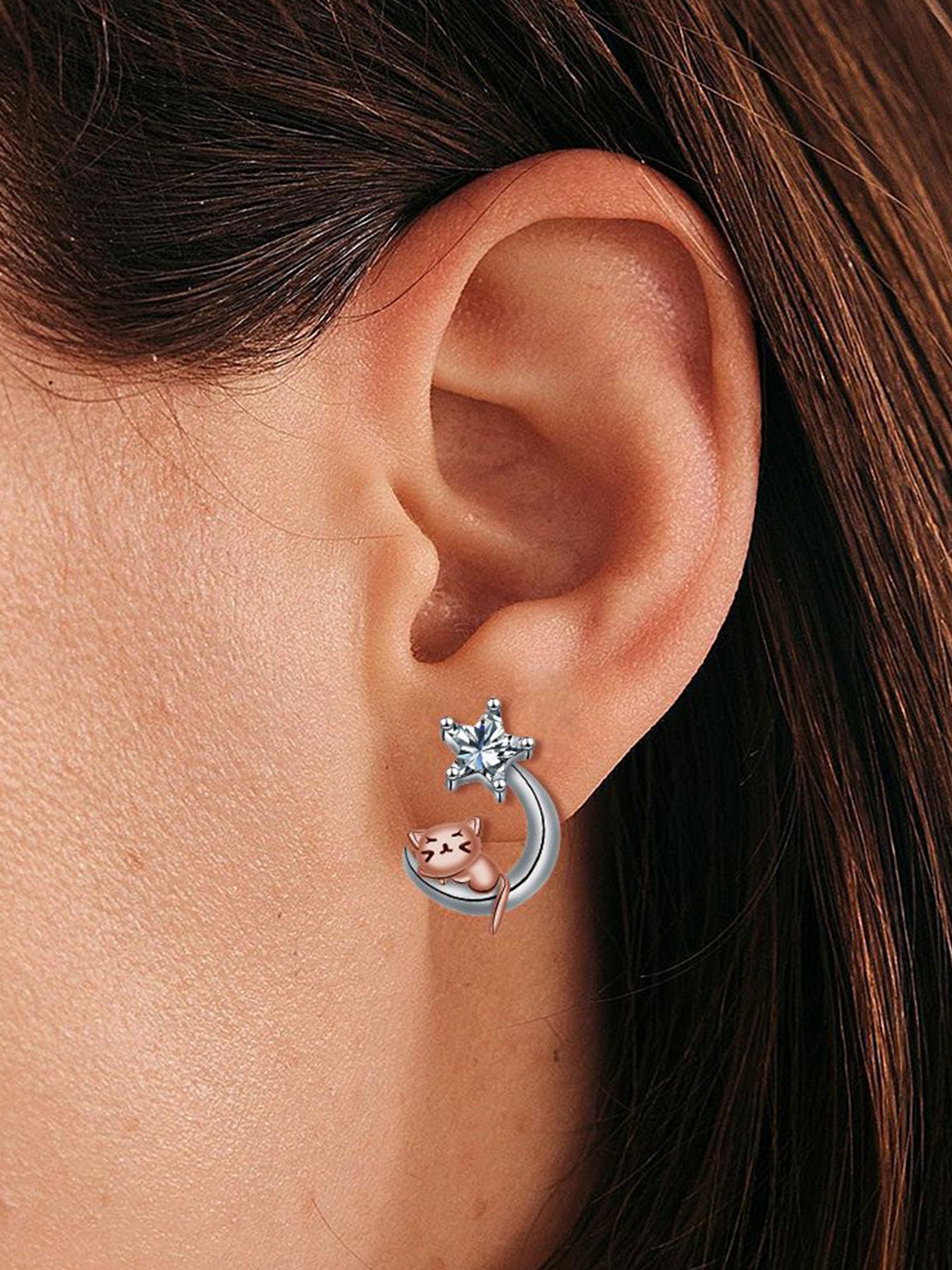 Cute Cat Design Earrings, Fashionable Earrings for Women & Girls, Trendy All-match & Exquisite Jewelry for Birthday Gift