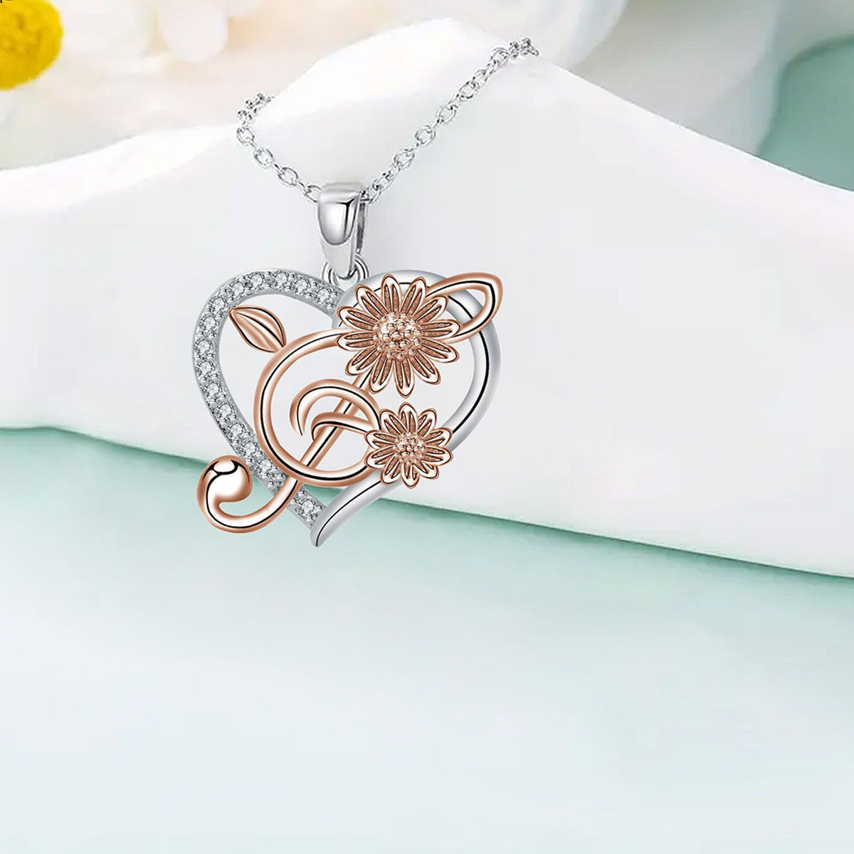 Copper With Silver/Rosegold Plated Heart Pendant Necklace