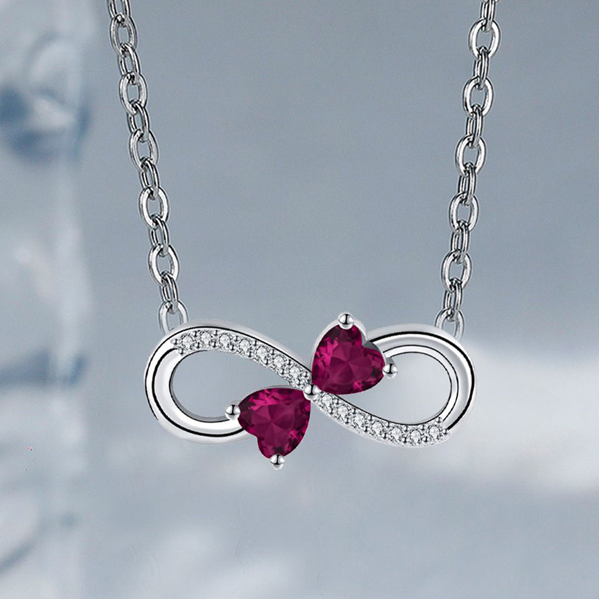 Copper With Silver Plated Heart Infinity Pendant Necklace
