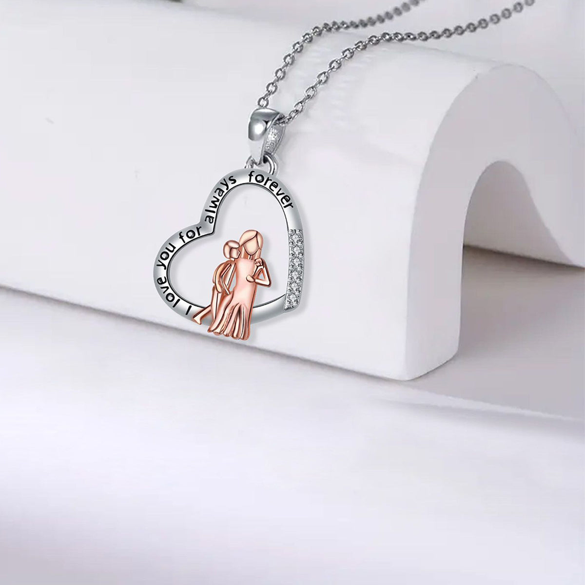 Copper With Silver/Rosegold Plated Heart Pendant Necklace