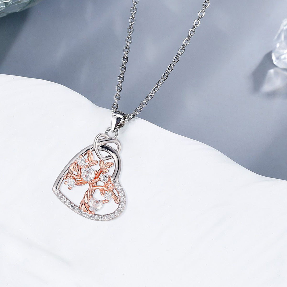 Copper With Silver/Rosegold Plated Heart Pendant Necklace