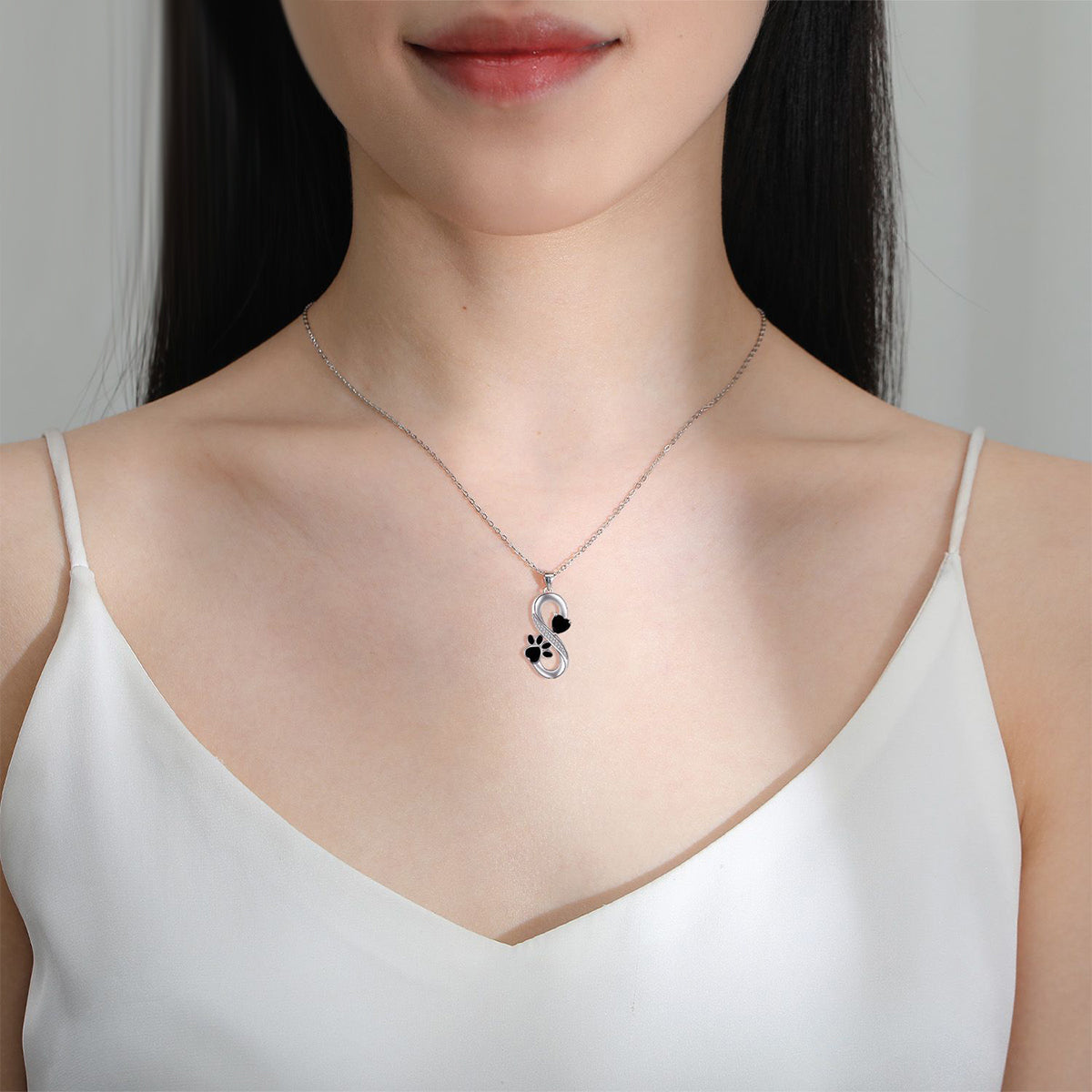 Copper With Silver Plated Infinity Paw and Heart Pendant Necklace