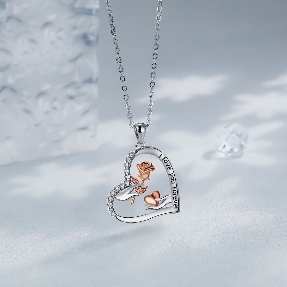Copper With Silver/Rosegold Plated Heart Pendant Necklace