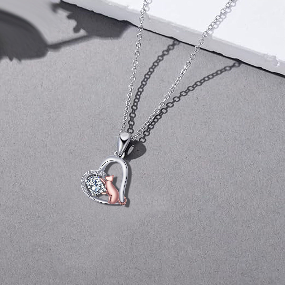 Copper With Silver/Rosegold Plated Heart Pendant Necklace