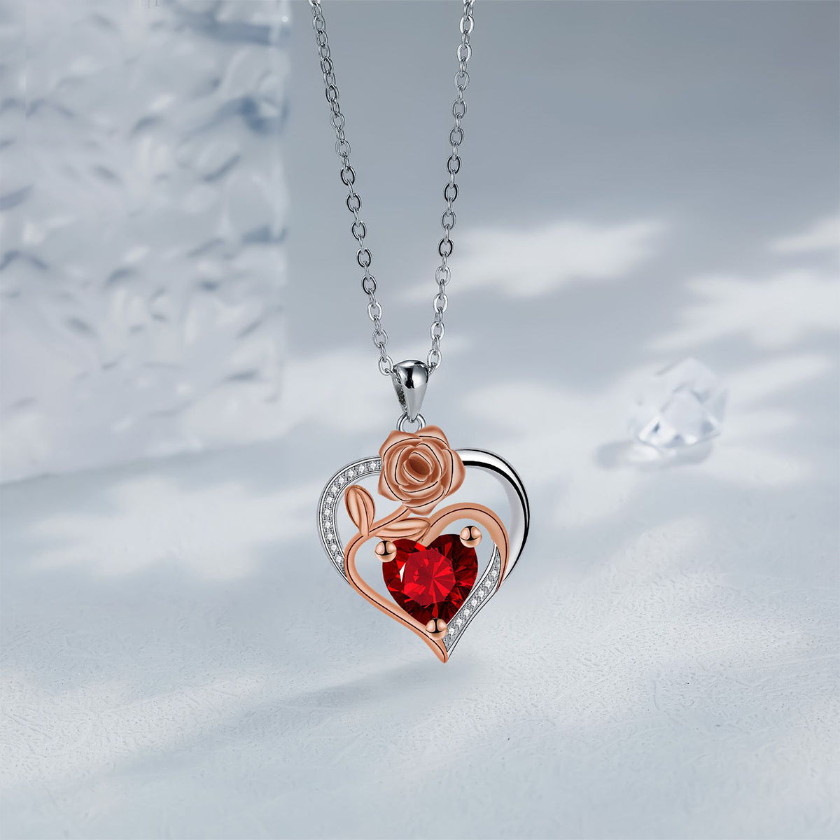 Copper With Silver/Rosegold Plated Heart Pendant Necklace