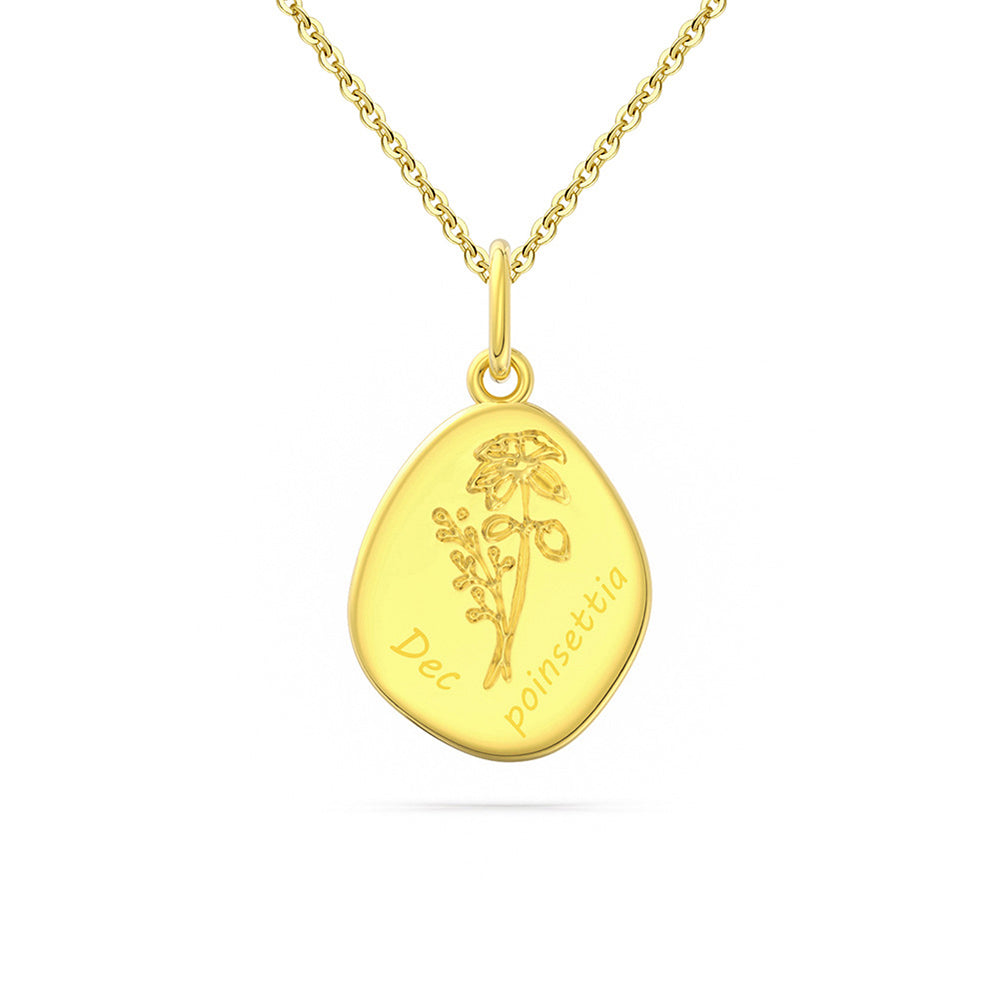 925 Sterling Silver Month Flower Necklace