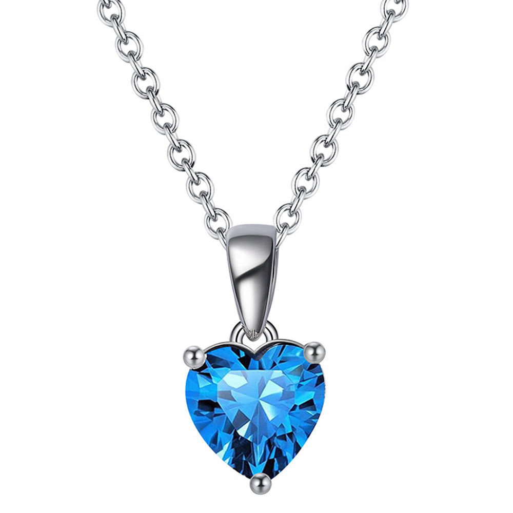 925 Sterling Silver Birthstone Heart Necklace