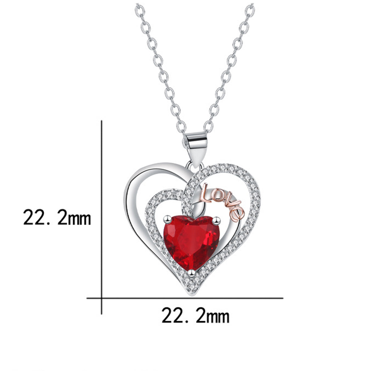 Copper With Silver Plated Heart Pendant Necklace