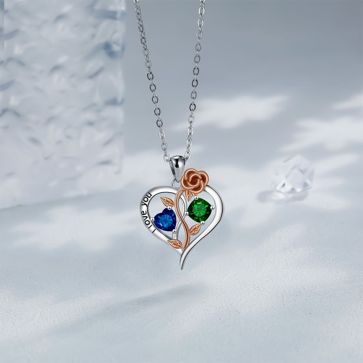 Copper With Silver/Rosegold Plated Heart Pendant Necklace