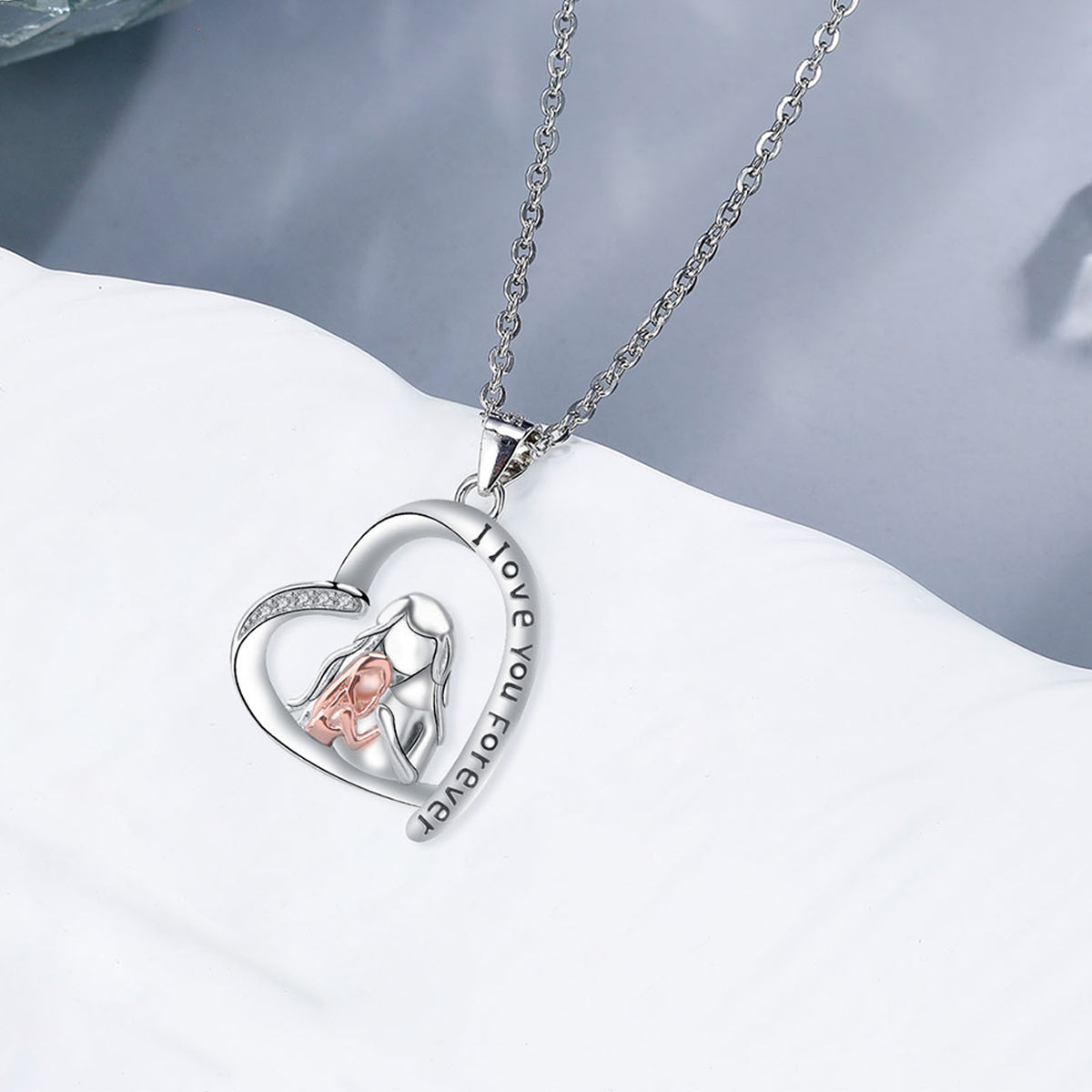 Copper With Silver/Rosegold Plated Heart Pendant Necklace
