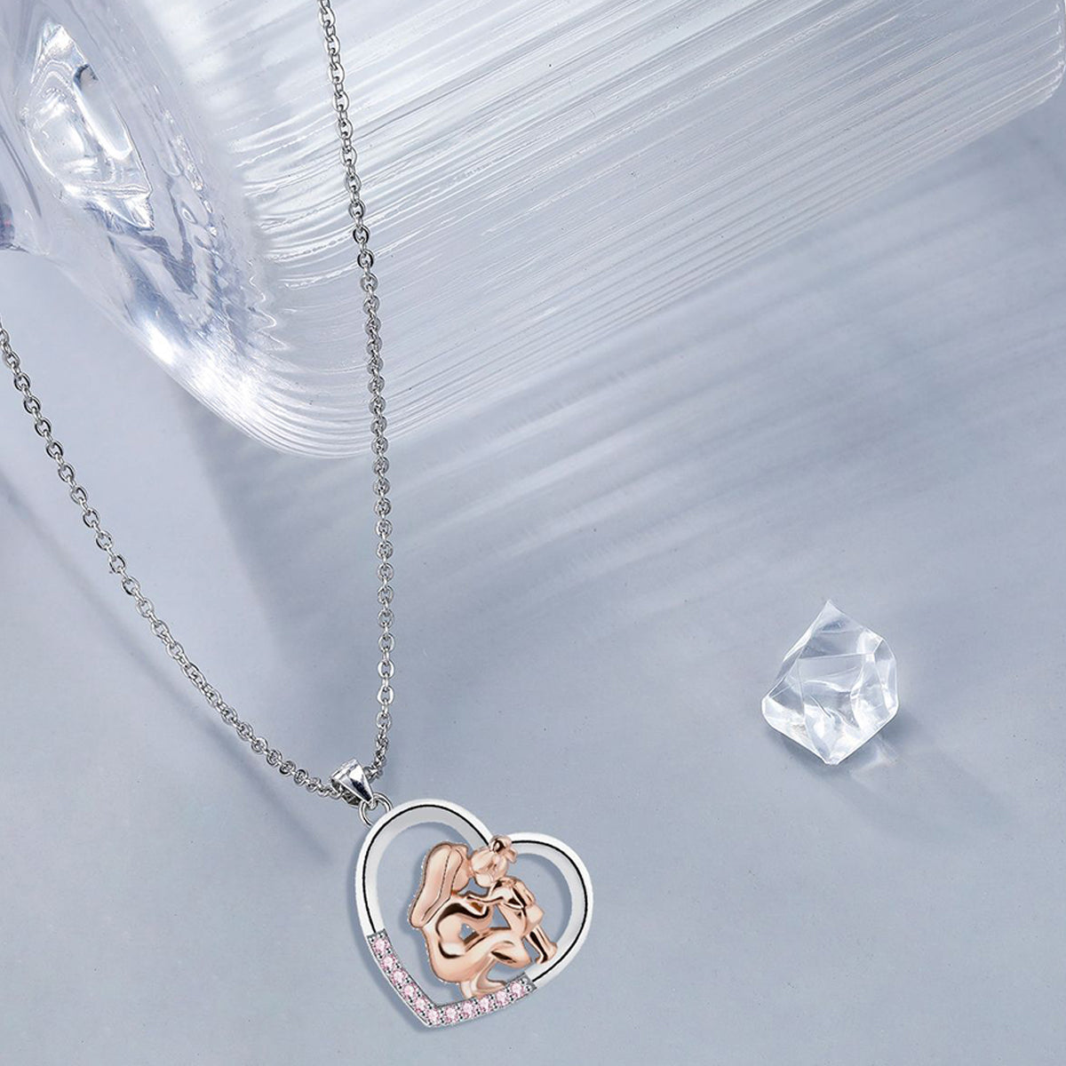 Copper With Silver/Rosgold Plated Heart Pendant Necklace