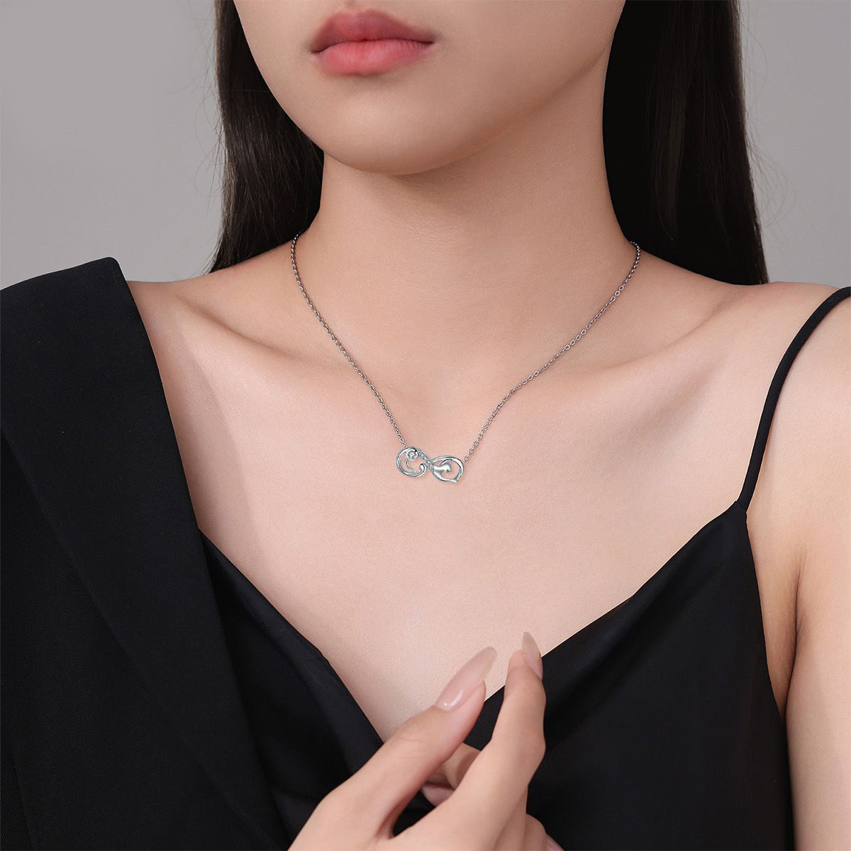 Copper With Silver Plated Heart Infinity Pendant Necklace
