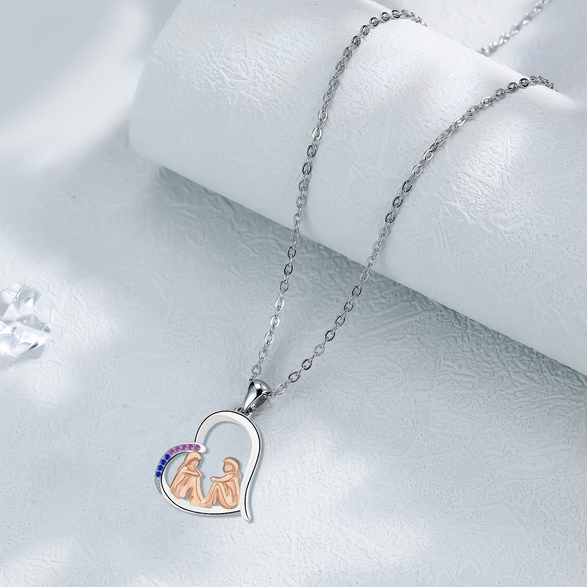 Copper With Silver/Rosgold Plated Heart Friends Pendant Necklace