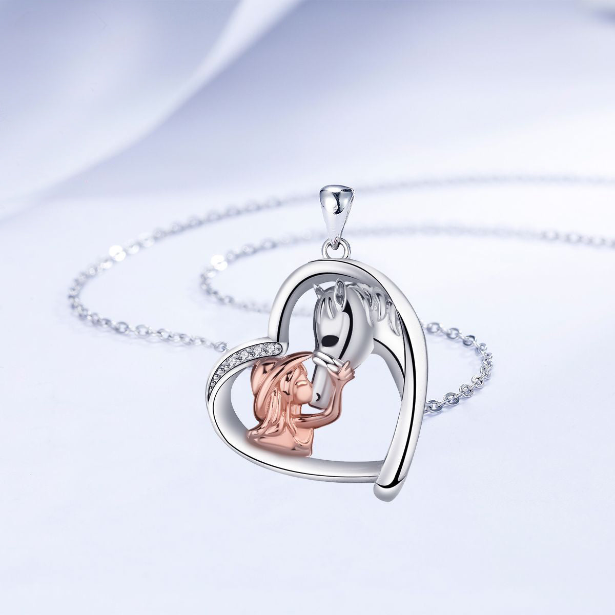 Copper With Silver/Rosegold Plated Heart Pendant Necklace for Women