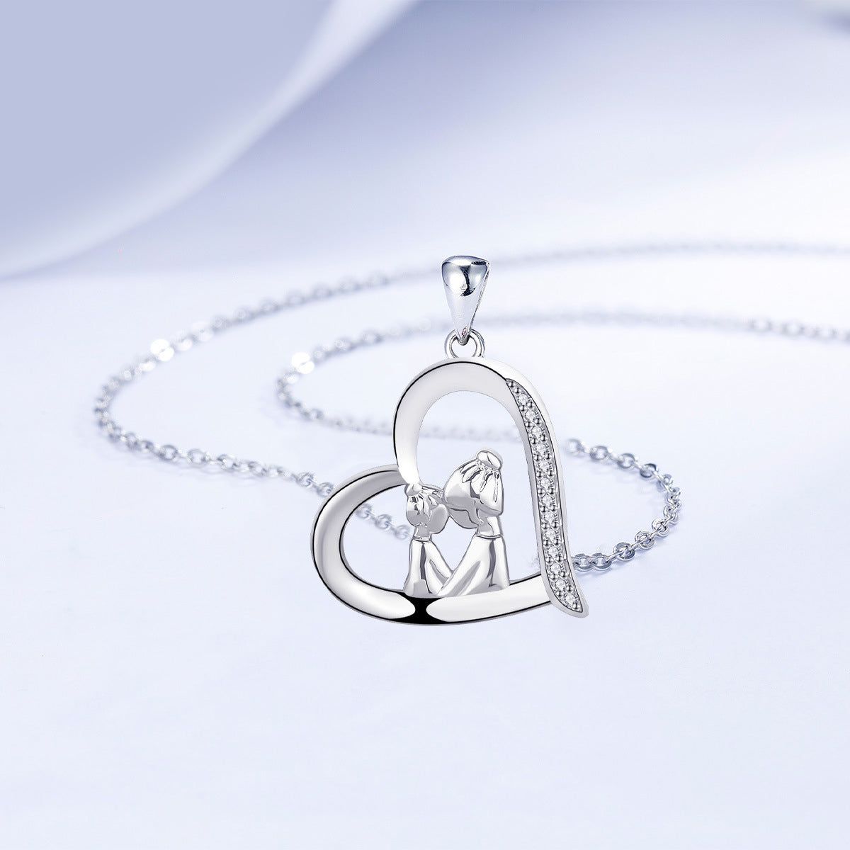 Copper With Silver Plated Heart Pendant Necklace for Women
