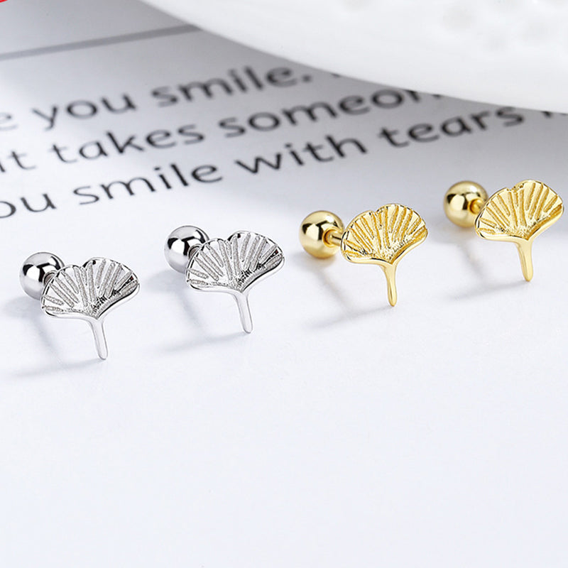 925 Sterling Silver Maple Leaf Screw Back Stud Earrings