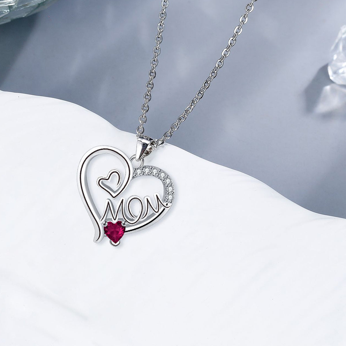 Copper With Silver Plated Mom Heart Pendant Necklace