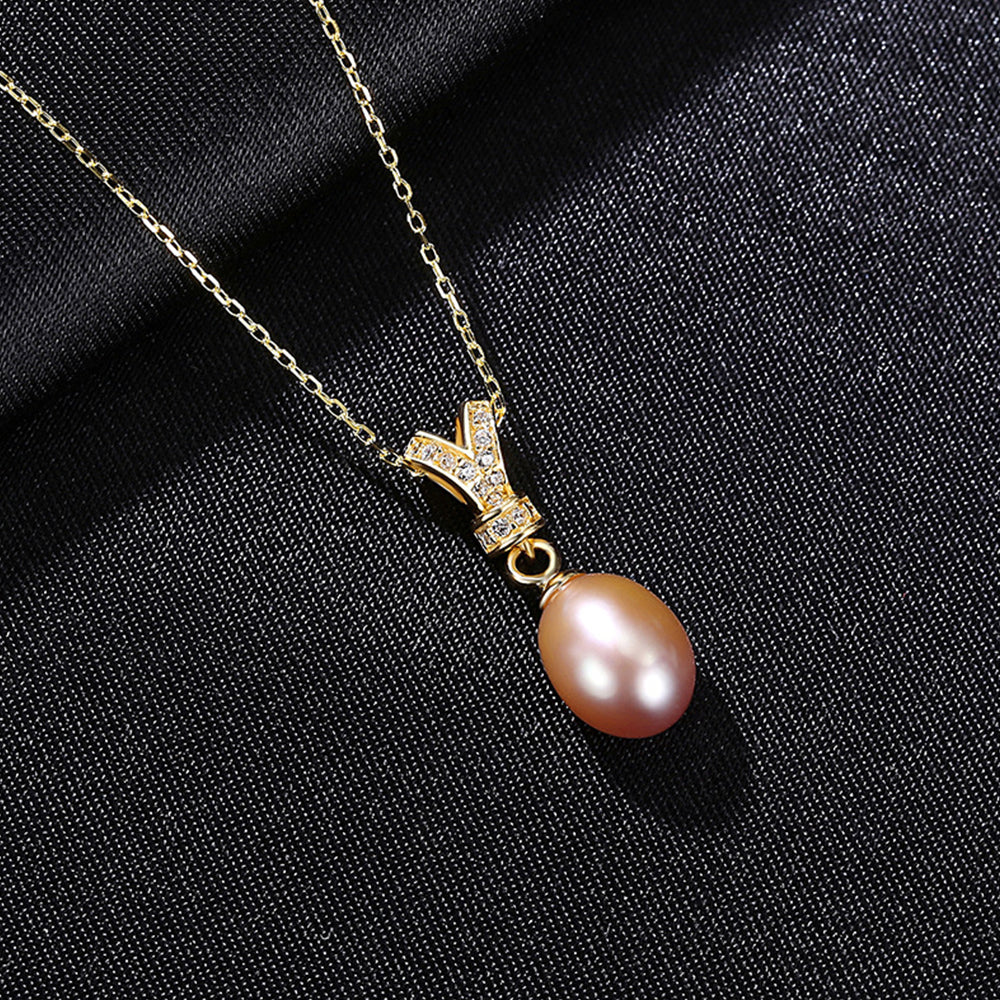 925 Sterling Silver Natural Pearl Drop Necklace Fashion Jewelry Gift for Women Girls