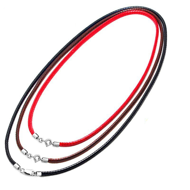 925 Sterling Silver Wax Leather Necklace Chain 1mm 1.5mm 2mm 2.5mm 3mm For Jewelry DIY