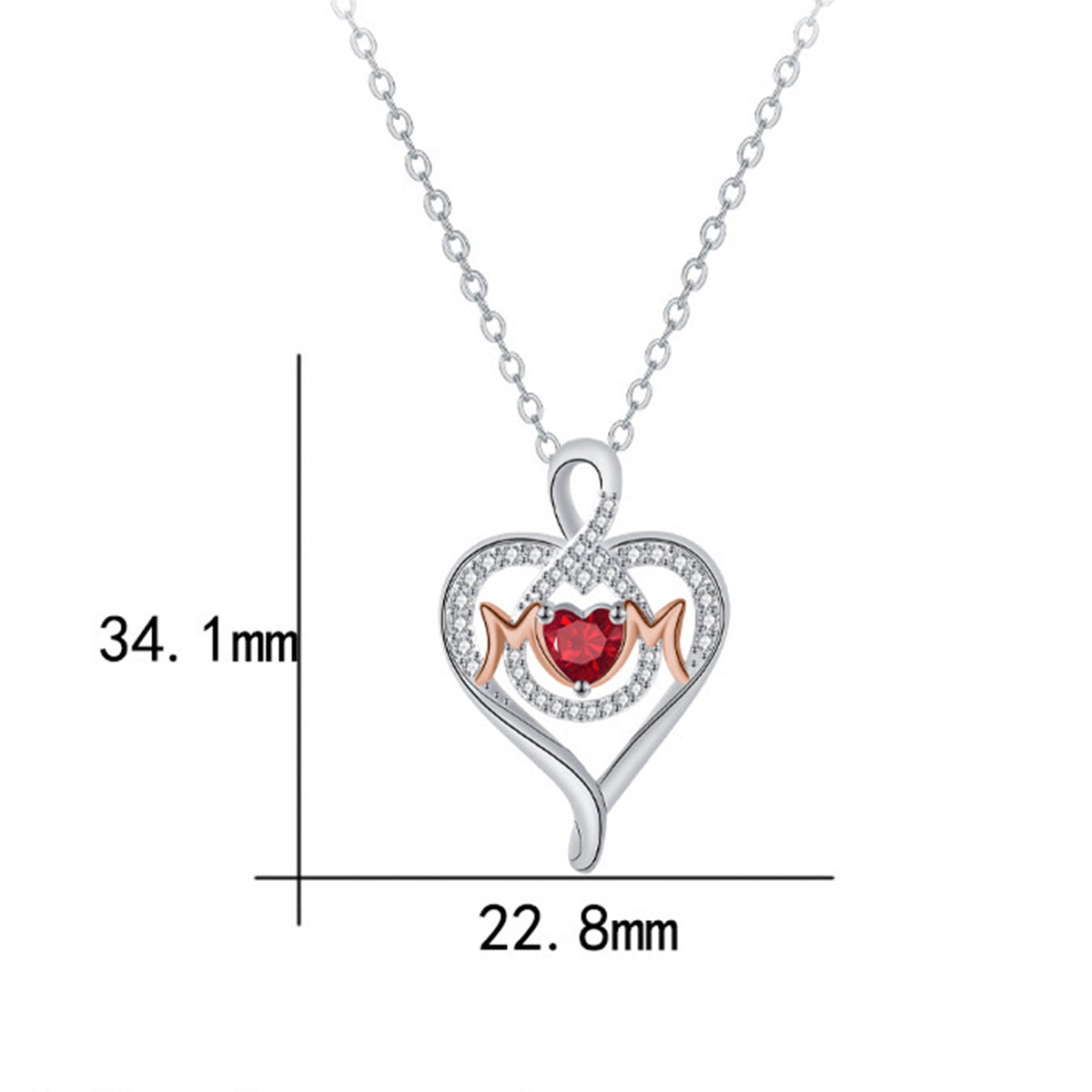 Copper With Silver/Rosegold Plated Heart Mom Pendant Necklace