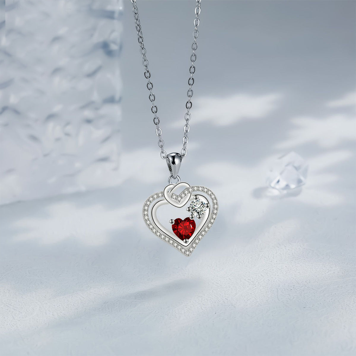 Copper With Silver Plated Heart Pendant Necklace