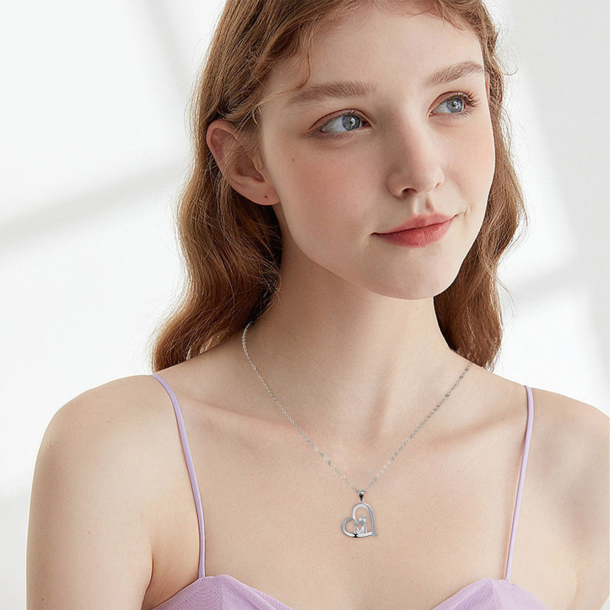 Copper With Silver Plated Heart Pendant Necklace for Women