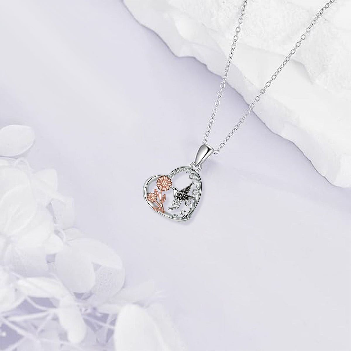Copper With Silver/Rosegold Plated Heart Pendant Necklace