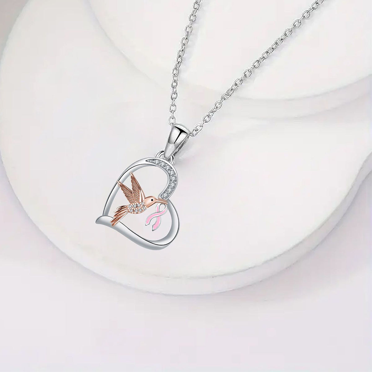 Copper With Silver/Rosegold Plated Heart Pendant Necklace
