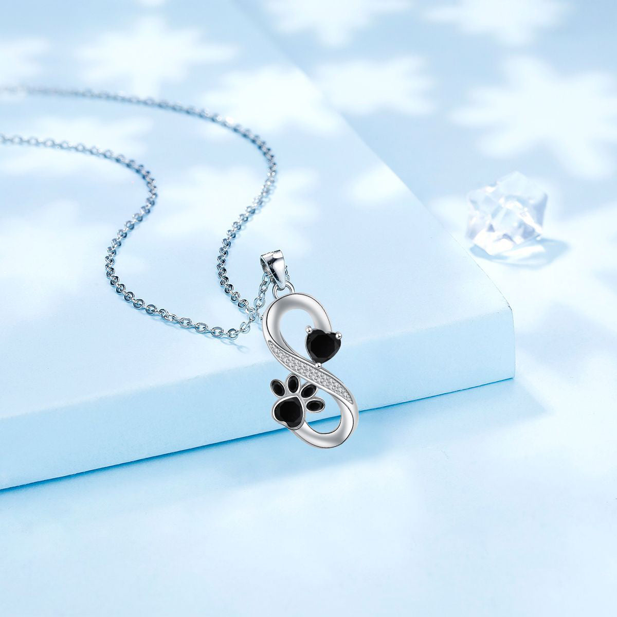 Copper With Silver Plated Infinity Paw and Heart Pendant Necklace