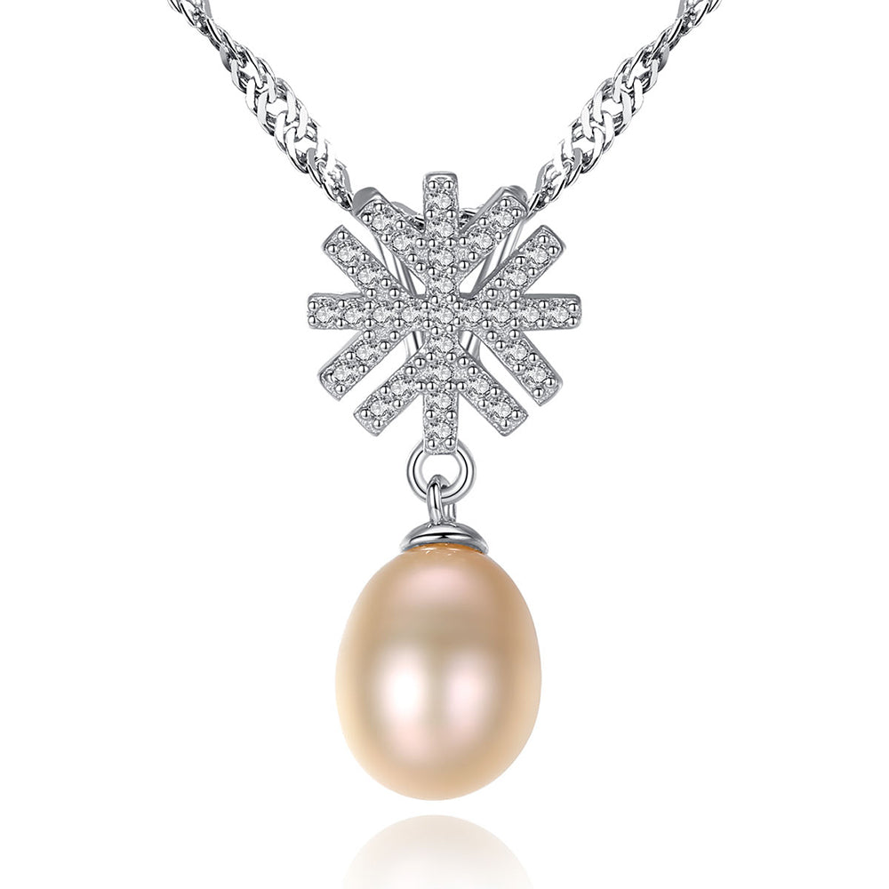 925 Sterling Silver Natural Pearl Drop Necklace Fashion Jewelry Gift for Women Girls
