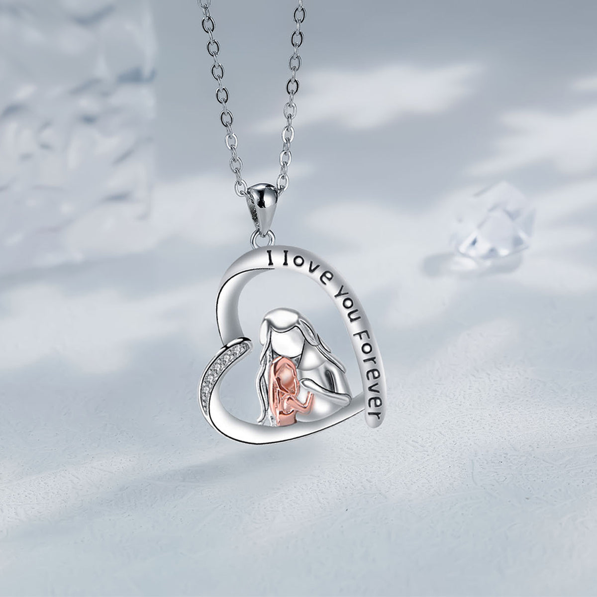 Copper With Silver/Rosegold Plated Heart Pendant Necklace