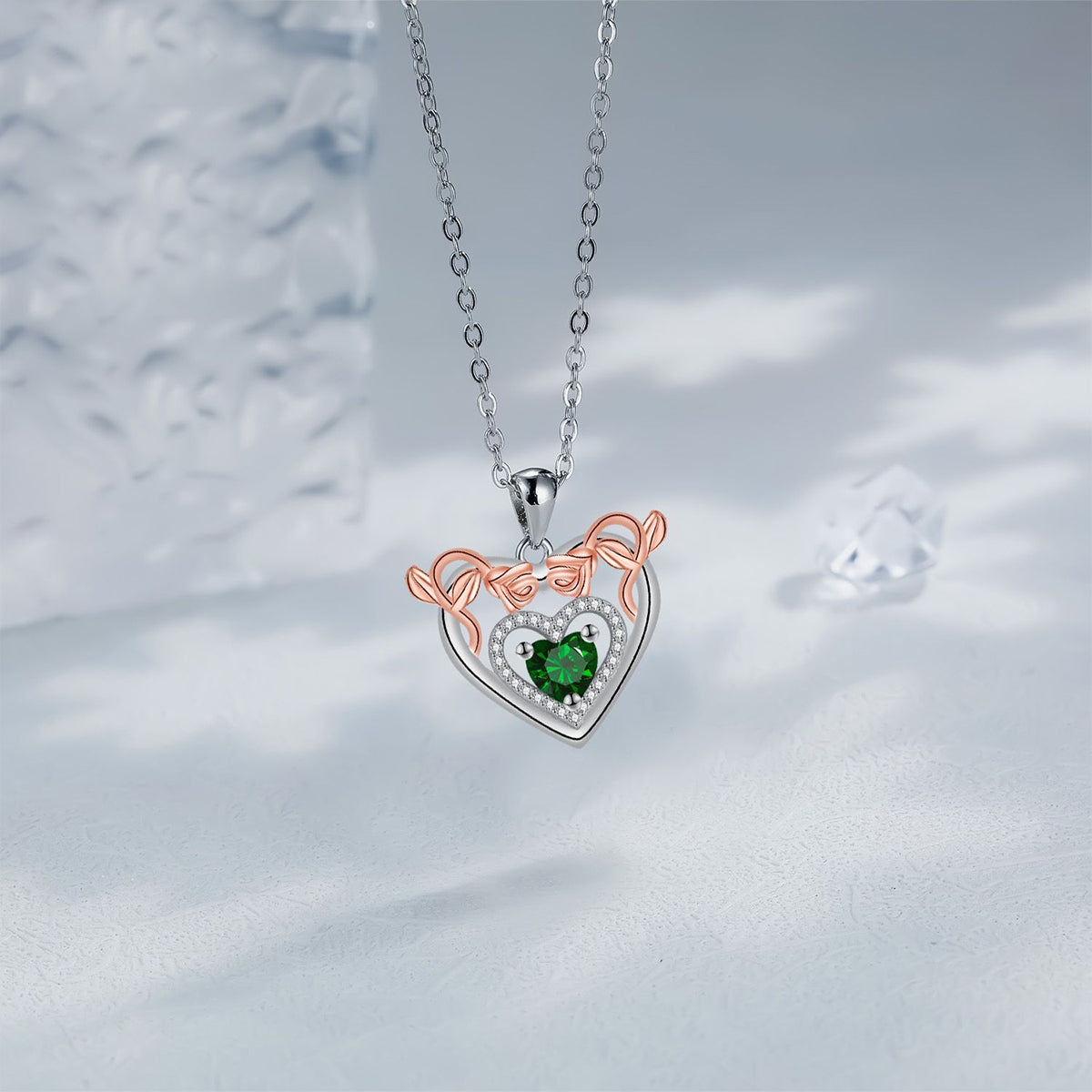 Copper With Silver/Rosegold Plated Heart Pendant Necklace