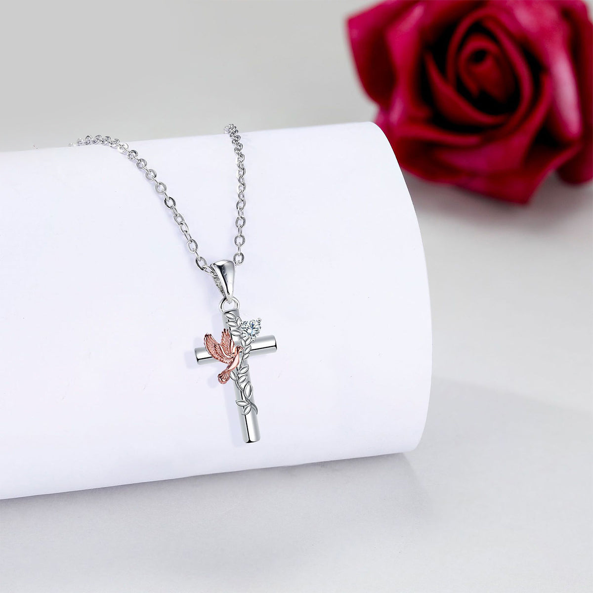Copper With Silver/Rosegold Plated Cross Pendant Necklace